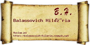 Balassovich Hilária névjegykártya